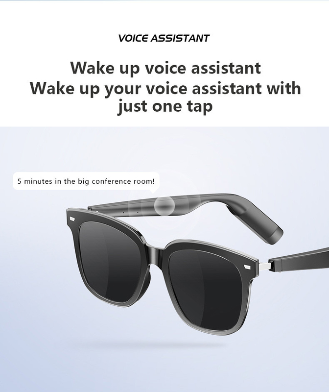 10 godzin czasu muzyki błyszczące czarne Bluetooth Smart okulary z pojemnością połączenia 110mAh * 2