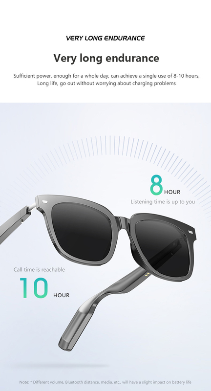 10 godzin czasu muzyki błyszczące czarne Bluetooth Smart okulary z pojemnością połączenia 110mAh * 2
