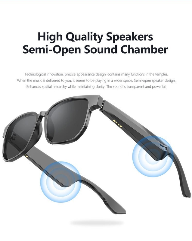 BT 5.1 Stereo Sound Bluetooth Okulary słoneczne z czasem muzyki 4 godziny i akumulatorem o pojemności 90 mAh