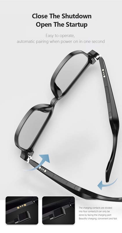 Stereo Sound Czarne okulary przeciwsłoneczne Bluetooth z pojemnością 90mAh BT 5.1 wersja 4-6 godzin w stanie gotowości