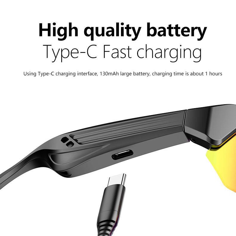 Inteligentne okulary jazdy Bluetooth BT 5.3 Wersja HD Wywołanie 4-5 godzin Żywotność baterii do gier / jazdy na rowerze / jazdy / biegania / wędkarstwa