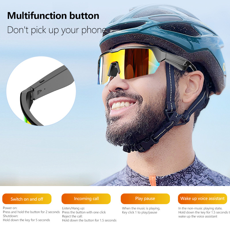 UV 400 Sport Bluetooth Okulary jazdy Bluetooth 5.3 Akumulator 50 godzin rower